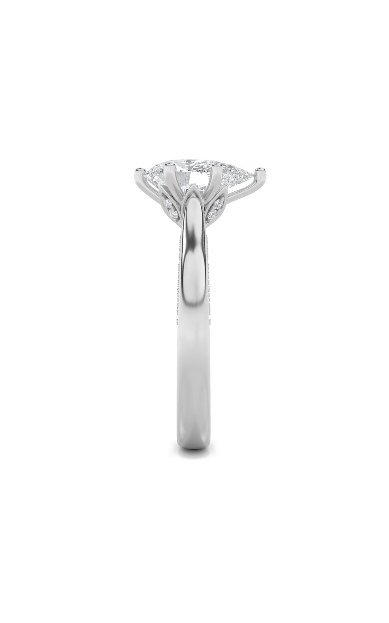 2Cttw Pear Shaped Lab Grown Diamond (F/VS) Tulip Motif Accented Engagement Ring in 14K Gold