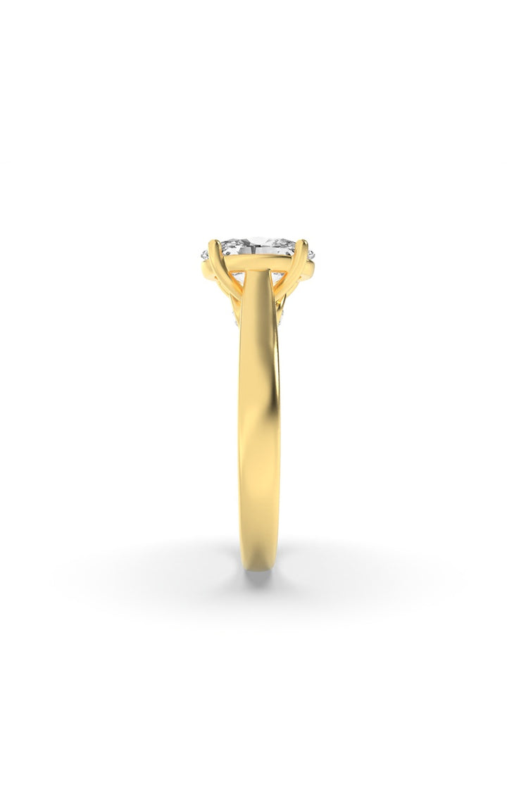 2Cttw Oval Shaped Lab Grown Diamond (F/VS) Accented Bridge Shank Engagement Ring in 14K Gold