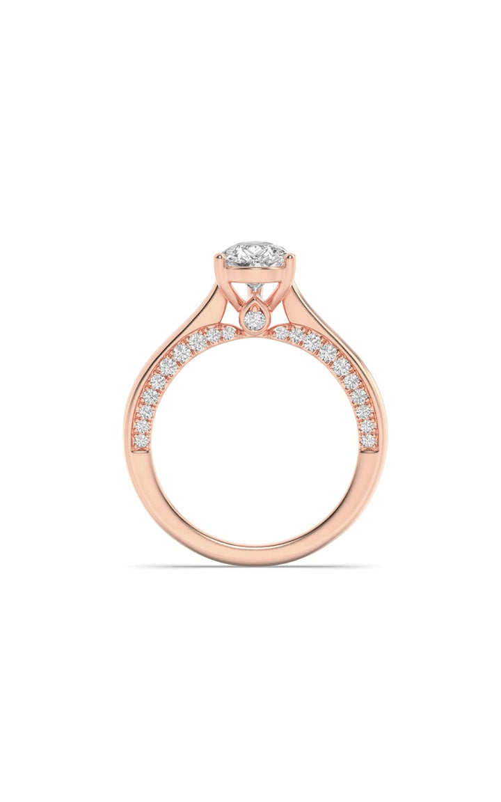 2Cttw Pear Shaped Lab Grown Diamond (F/VS) Accented Bridge Shank Engagement Ring in 14K Gold