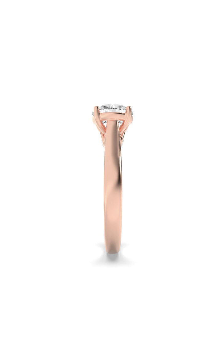 2Cttw Round Shaped Lab Grown Diamond (F/VS) Accented Bridge Shank Engagement Ring in 14K Gold