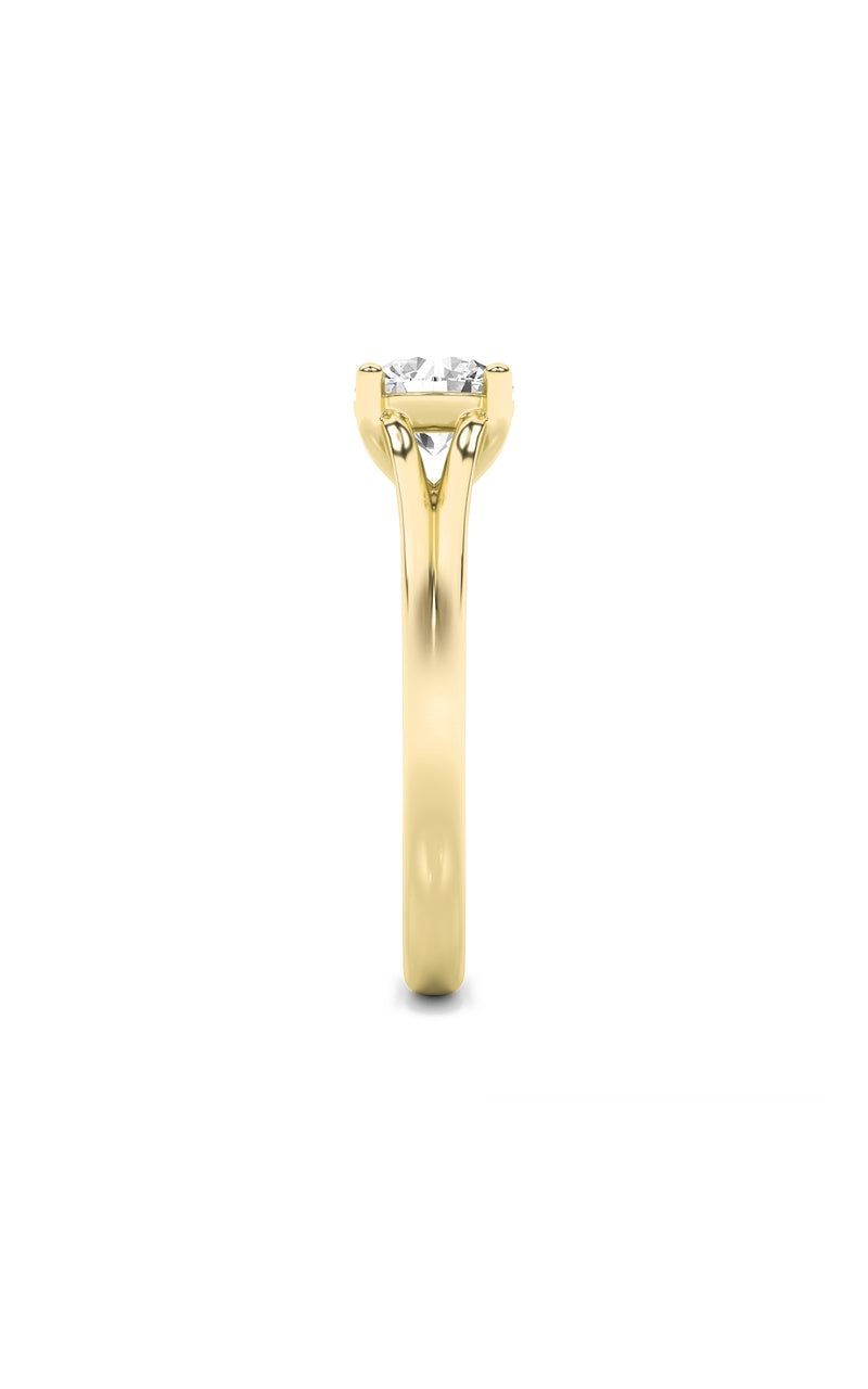 1Cttw Round Shaped Lab Grown Diamond (F/VS) SplitShank Solitaire Engagement Ring in 14K Gold