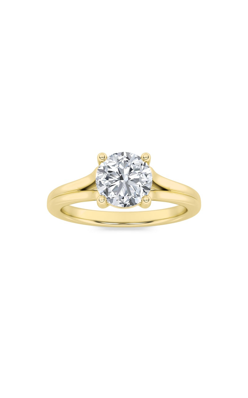 2Cttw Round Shaped Lab Grown Diamond (F/VS) SplitShank Solitaire Engagement Ring in 14K Gold