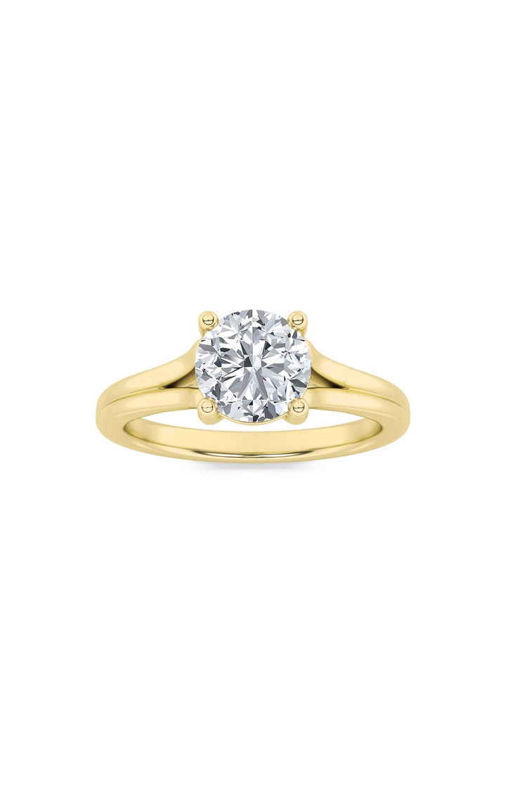 2Cttw Round Shaped Lab Grown Diamond (F/VS) SplitShank Solitaire Engagement Ring in 14K Gold