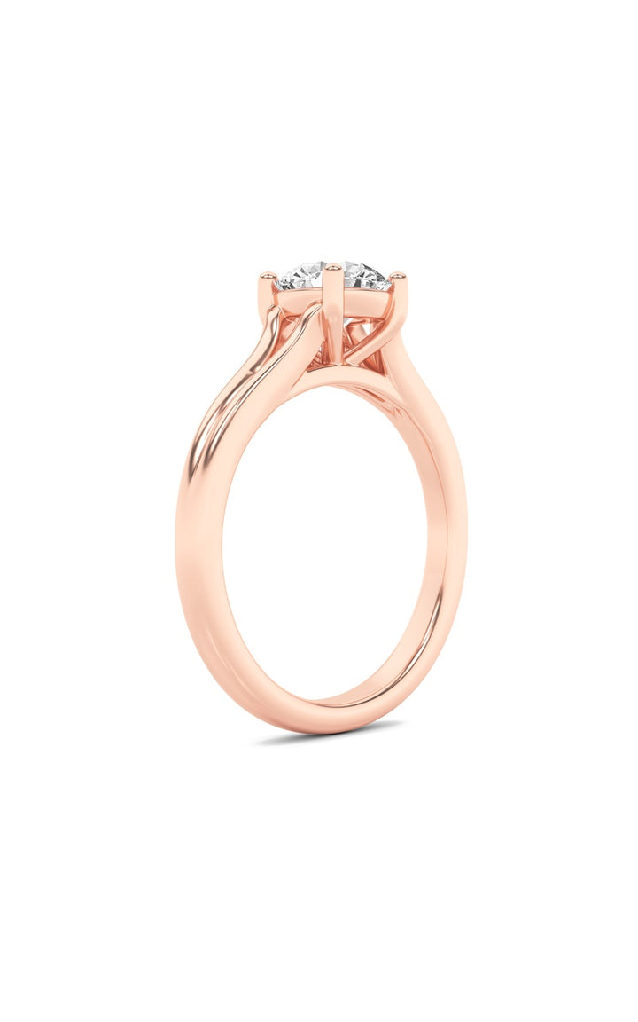 2Cttw Round Shaped Lab Grown Diamond (F/VS) SplitShank Solitaire Engagement Ring in 14K Gold