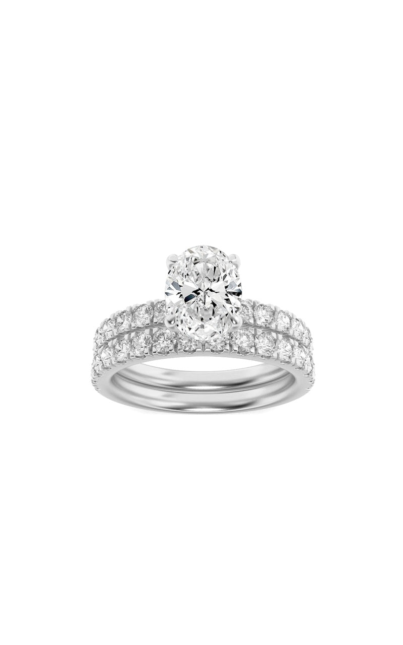 2Cttw Oval Shaped Lab Grown Diamond (F/VS) Classic Accented  Set With Band and Engagement Ring in 14K Gold