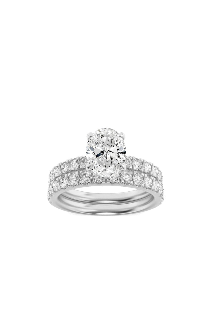 2Cttw Oval Shaped Lab Grown Diamond (F/VS) Classic Accented  Set With Band and Engagement Ring in 14K Gold