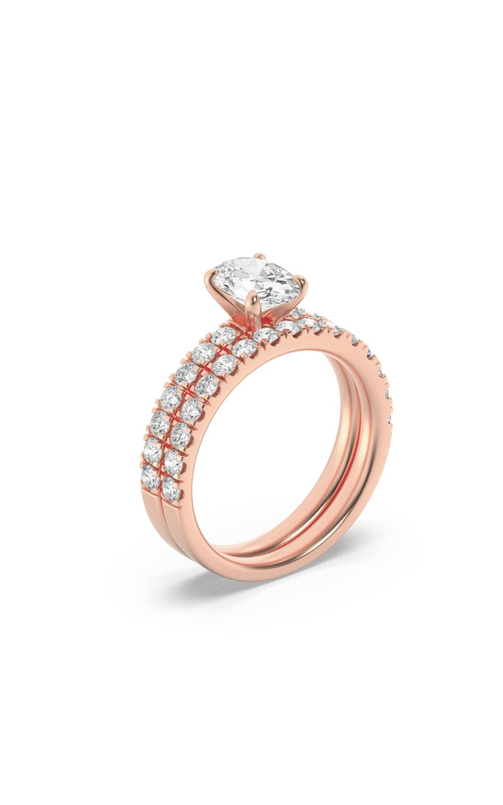 2Cttw Oval Shaped Lab Grown Diamond (F/VS) Classic Accented  Set With Band and Engagement Ring in 14K Gold