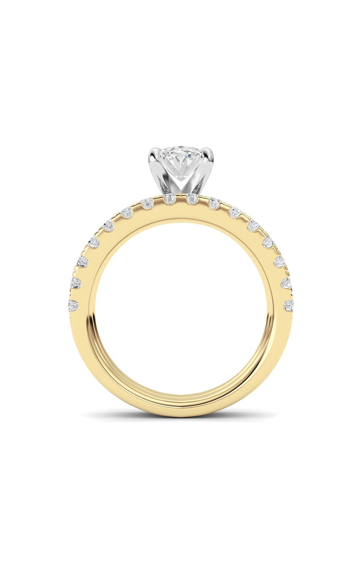 2Cttw Oval Shaped Lab Grown Diamond (F/VS) Classic Accented  Set With Band and Engagement Ring in 14K Gold