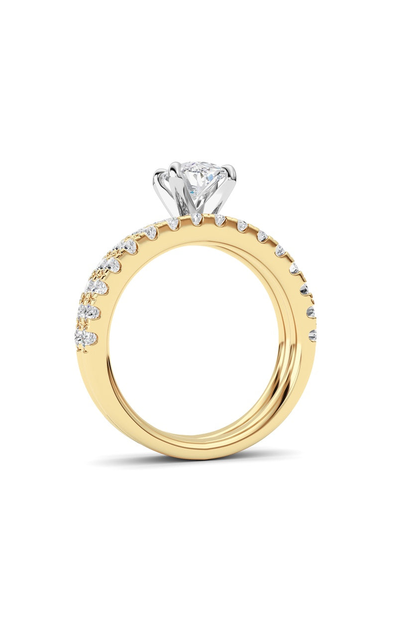 2Cttw Oval Shaped Lab Grown Diamond (F/VS) Classic Accented  Set With Band and Engagement Ring in 14K Gold