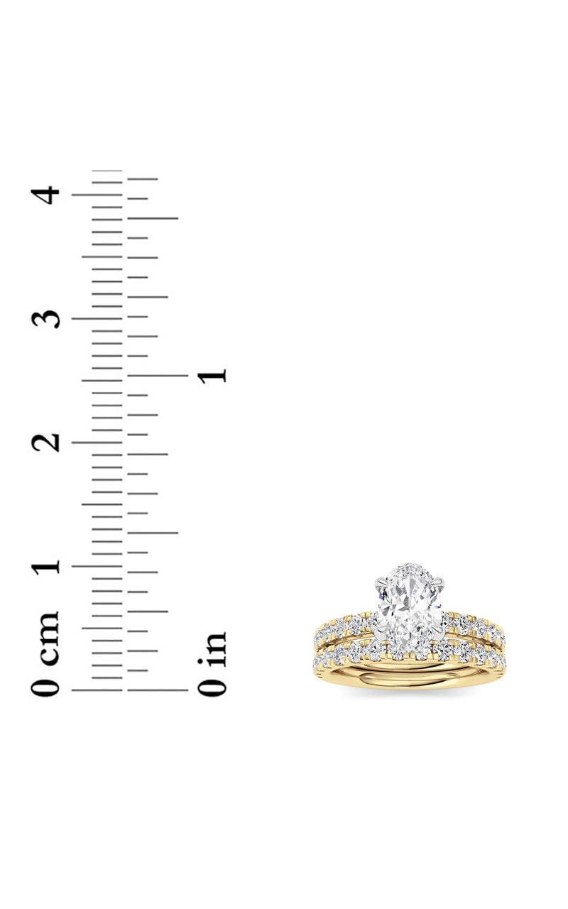 2Cttw Oval Shaped Lab Grown Diamond (F/VS) Classic Accented  Set With Band and Engagement Ring in 14K Gold