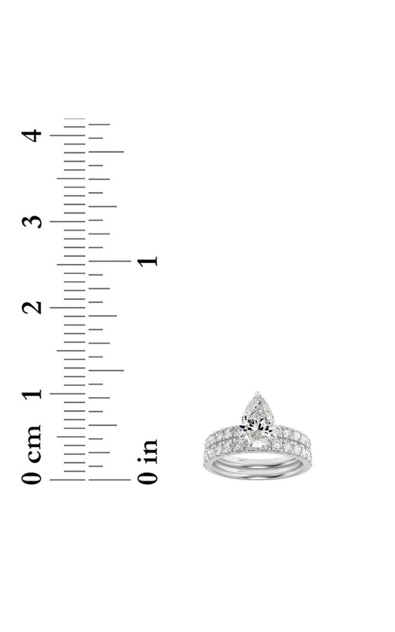 2Cttw Pear Shaped Lab Grown Diamond (F/VS) Classic Accented  Set With Band and Engagement Ring in 14K Gold