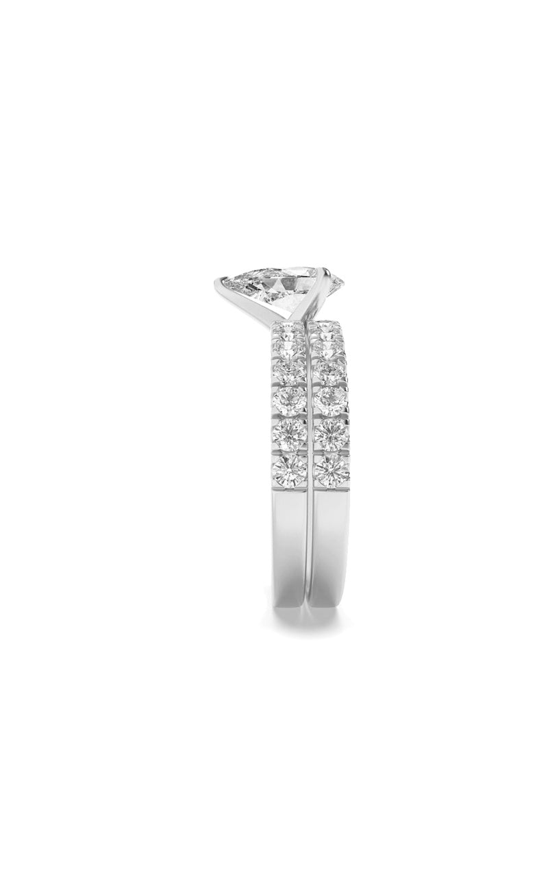 2Cttw Pear Shaped Lab Grown Diamond (F/VS) Classic Accented  Set With Band and Engagement Ring in 14K Gold