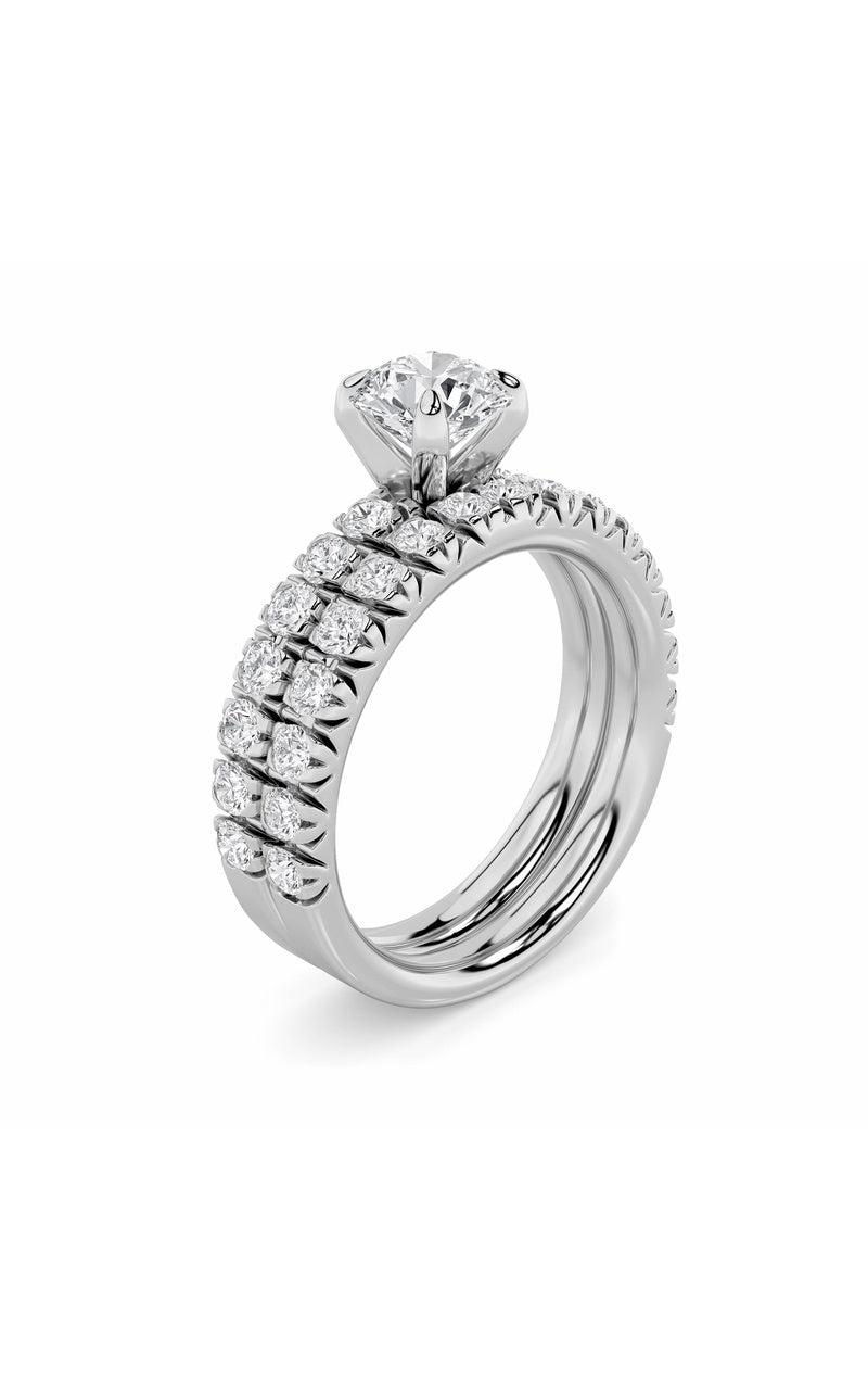 2Cttw Round Shaped Lab Grown Diamond (F/VS) Classic Accented Set With Band and Engagement Ring in 14K Gold