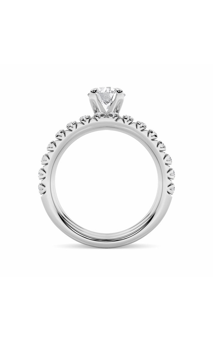 2Cttw Round Shaped Lab Grown Diamond (F/VS) Classic Accented Set With Band and Engagement Ring in 14K Gold