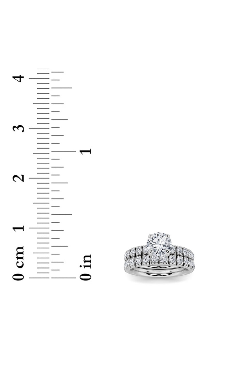 2Cttw Round Shaped Lab Grown Diamond (F/VS) Classic Accented Set With Band and Engagement Ring in 14K Gold