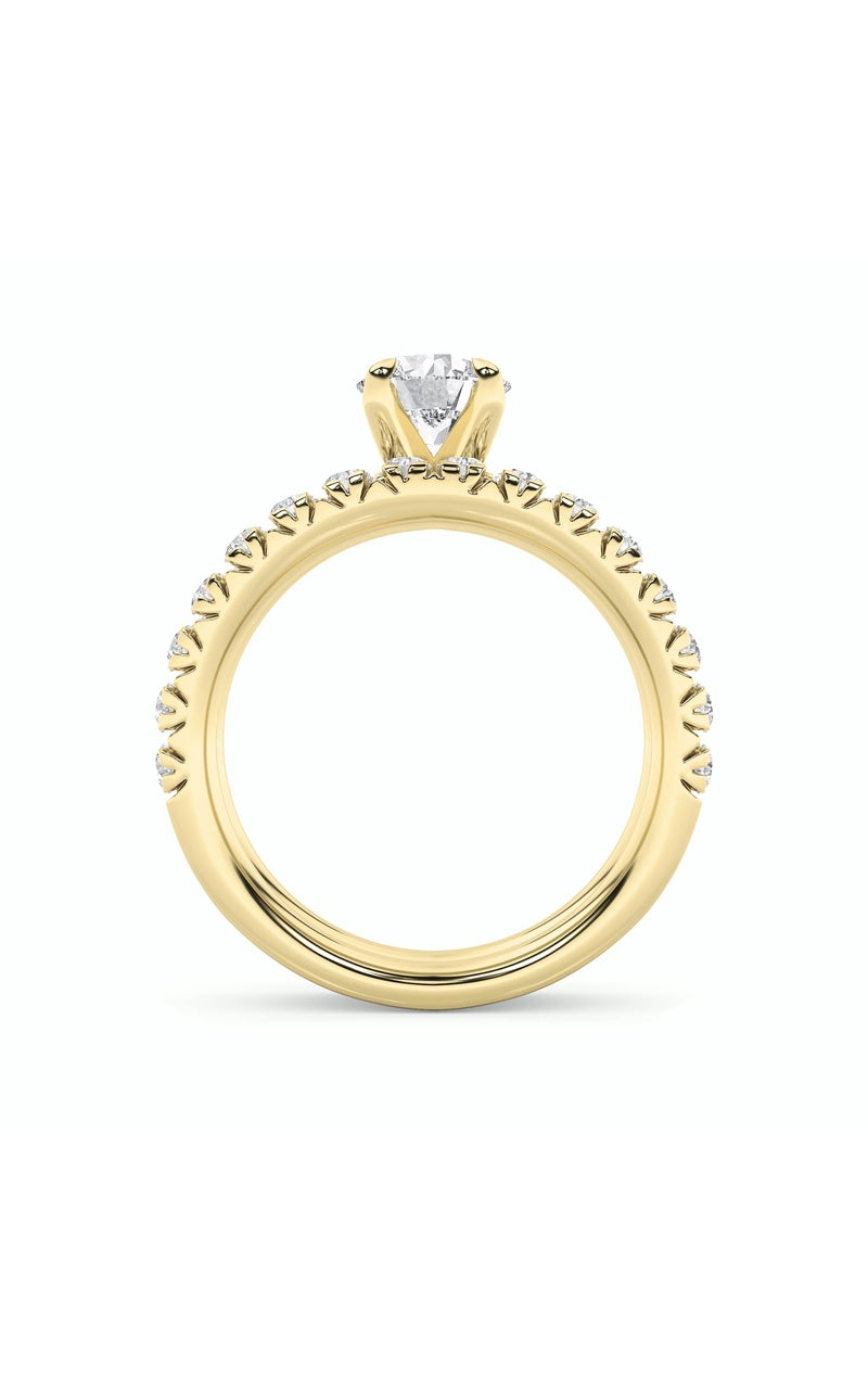 2Cttw Round Shaped Lab Grown Diamond (F/VS) Classic Accented Set With Band and Engagement Ring in 14K Gold