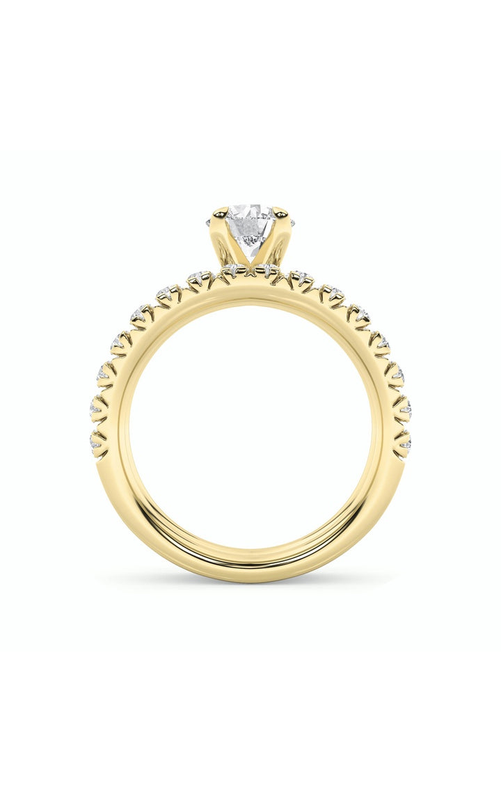 2Cttw Round Shaped Lab Grown Diamond (F/VS) Classic Accented Set With Band and Engagement Ring in 14K Gold