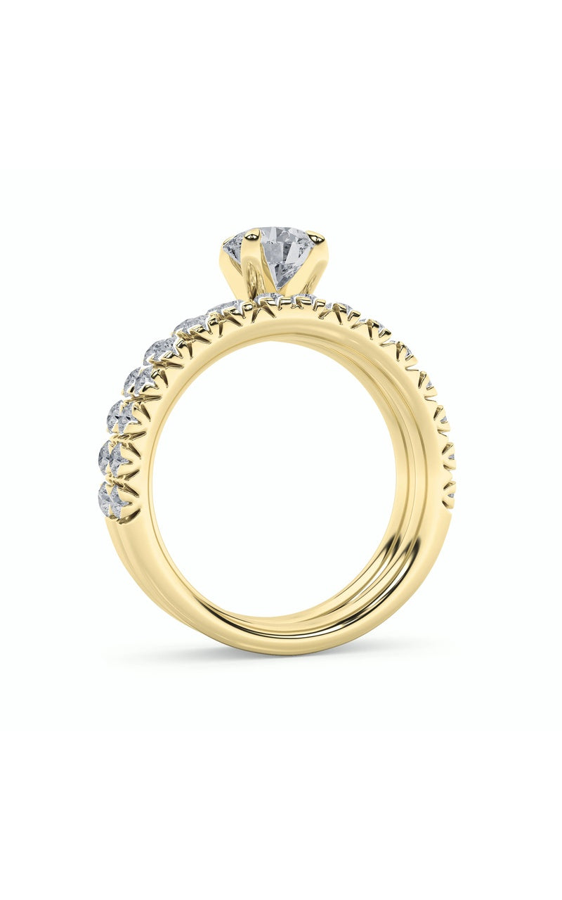2Cttw Round Shaped Lab Grown Diamond (F/VS) Classic Accented Set With Band and Engagement Ring in 14K Gold