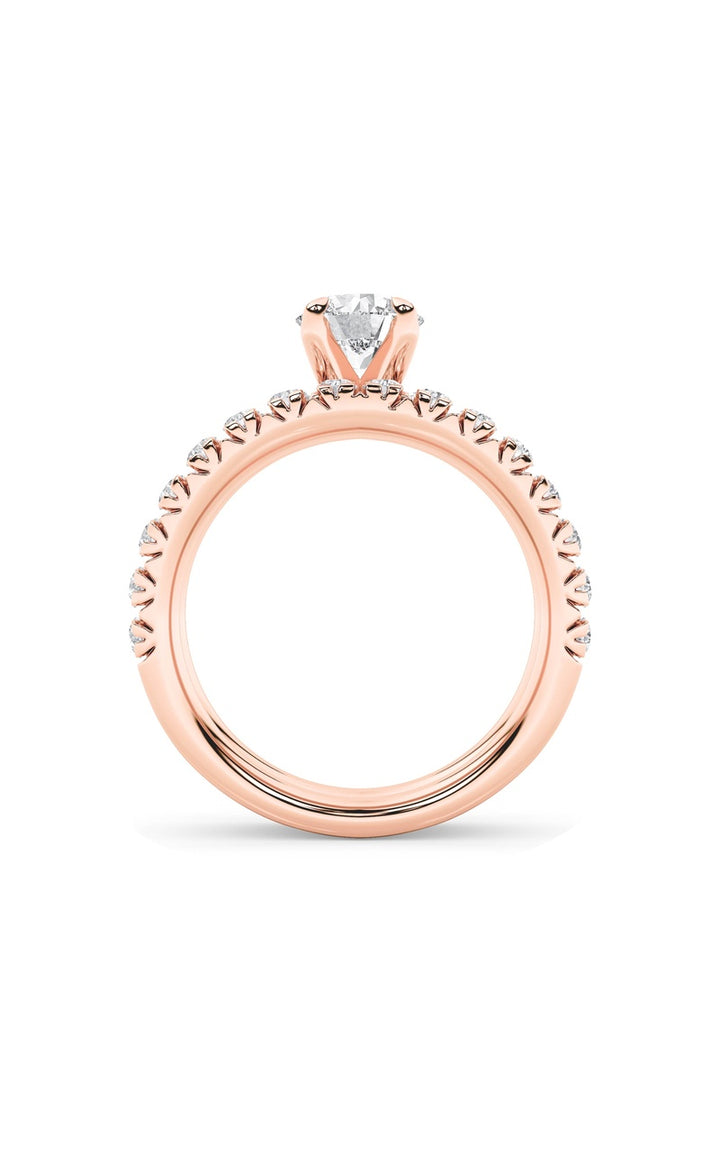 2Cttw Round Shaped Lab Grown Diamond (F/VS) Classic Accented Set With Band and Engagement Ring in 14K Gold