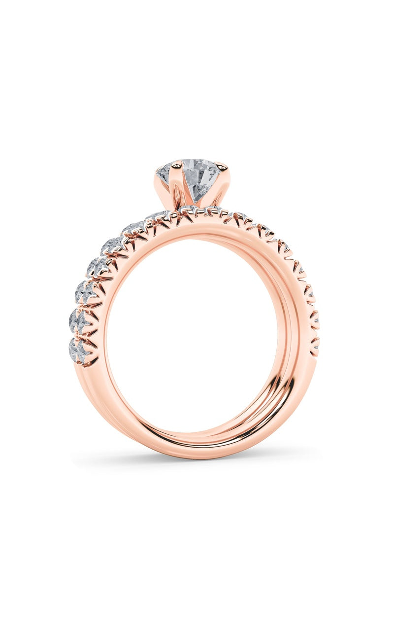 2Cttw Round Shaped Lab Grown Diamond (F/VS) Classic Accented Set With Band and Engagement Ring in 14K Gold