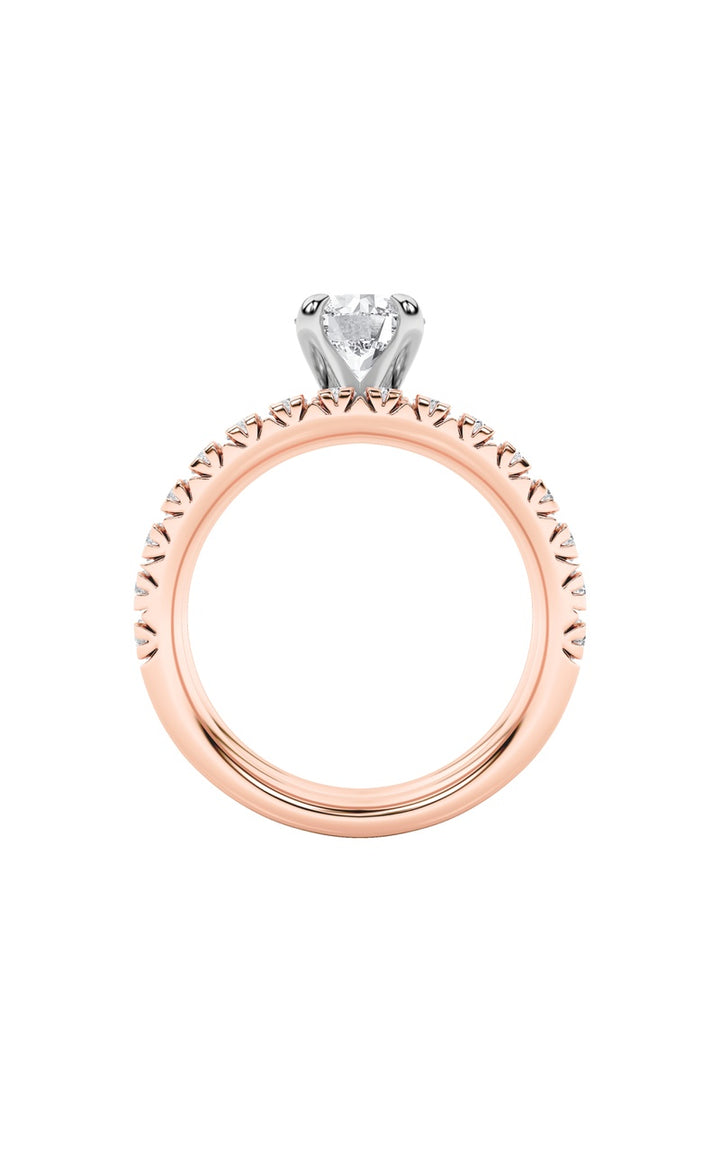 2Cttw Round Shaped Lab Grown Diamond (F/VS) Classic Accented Set With Band and Engagement Ring in 14K Gold