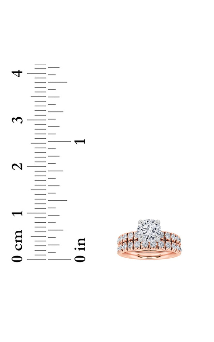 2Cttw Round Shaped Lab Grown Diamond (F/VS) Classic Accented Set With Band and Engagement Ring in 14K Gold
