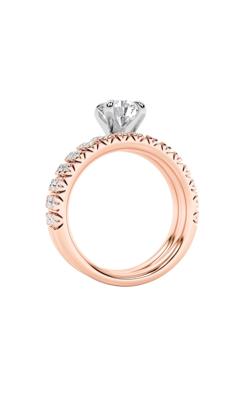 2Cttw Round Shaped Lab Grown Diamond (F/VS) Classic Accented Set With Band and Engagement Ring in 14K Gold
