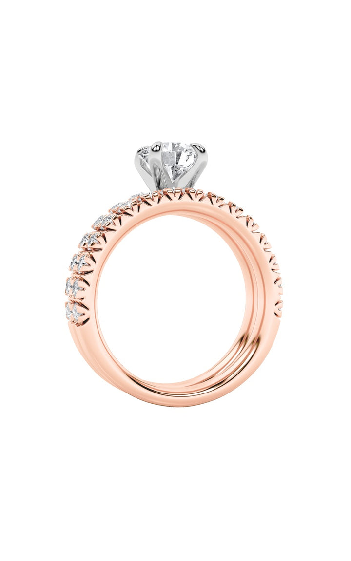 2Cttw Round Shaped Lab Grown Diamond (F/VS) Classic Accented Set With Band and Engagement Ring in 14K Gold