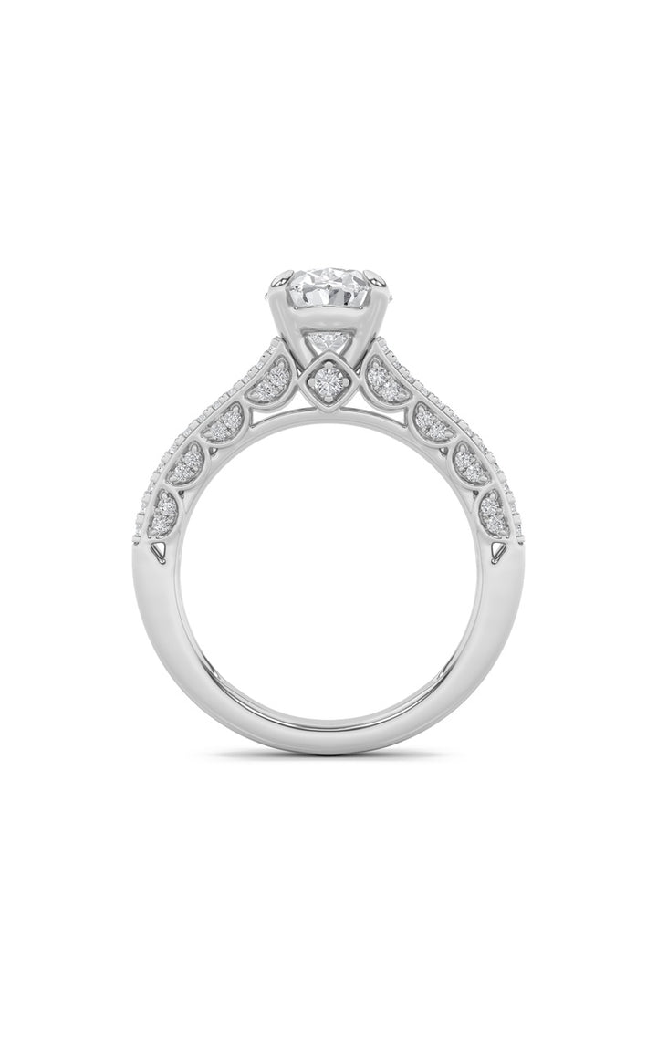 2Cttw Oval Shaped Lab Grown Diamond (F/VS) Split Shank Accented Engagement Ring in 14K Gold