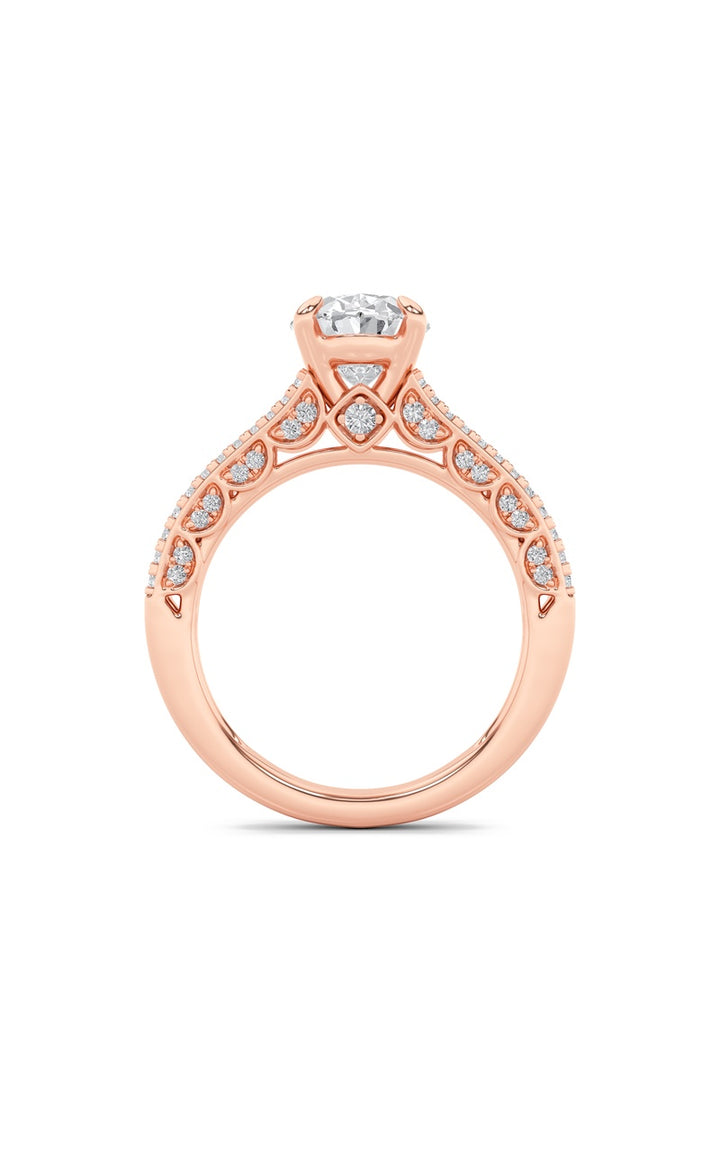 2Cttw Oval Shaped Lab Grown Diamond (F/VS) Split Shank Accented Engagement Ring in 14K Gold