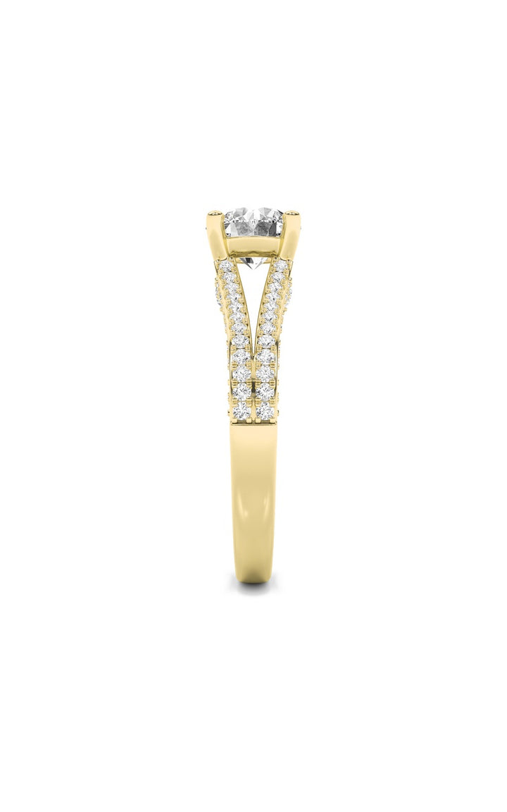 2Cttw Round Shaped Lab Grown Diamond (F/VS) Split Shank Accented Engagement Ring in 14K Gold