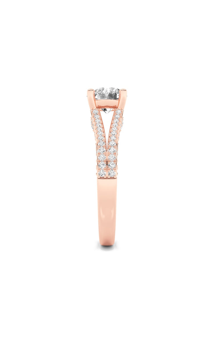2Cttw Round Shaped Lab Grown Diamond (F/VS) Split Shank Accented Engagement Ring in 14K Gold