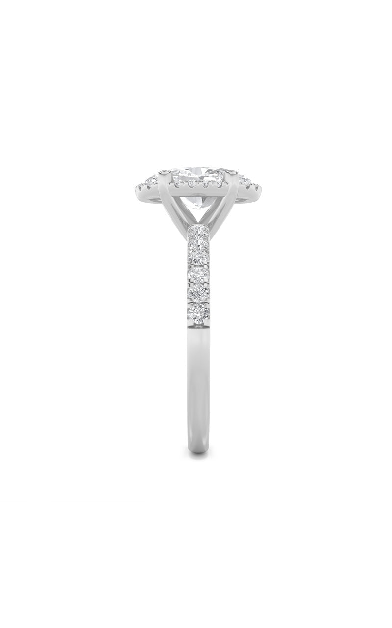 2Cttw Oval Shaped Lab Grown Diamond (F/VS) Halo Accented Engagement Ring in 14K Gold