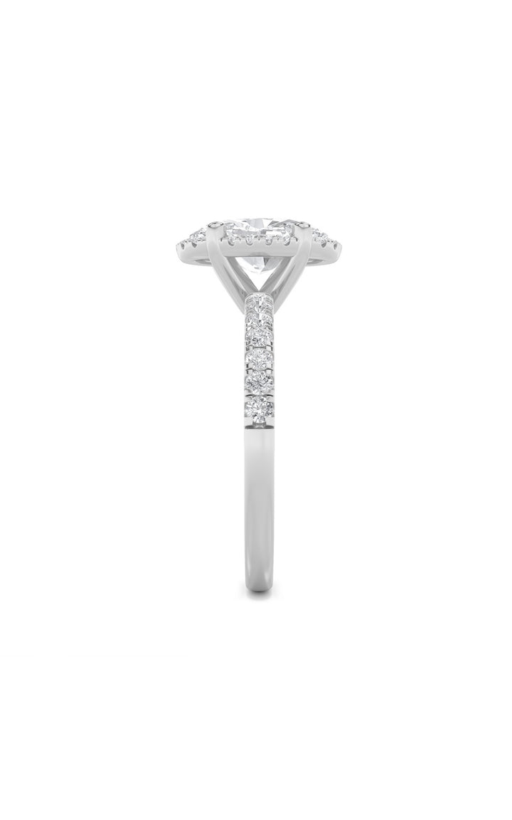 2Cttw Oval Shaped Lab Grown Diamond (F/VS) Halo Accented Engagement Ring in 14K Gold