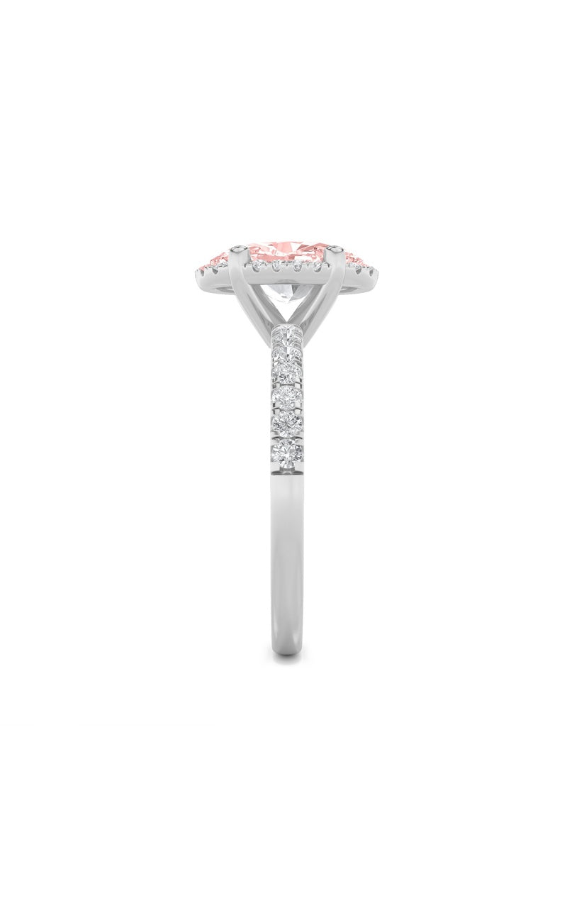 2Cttw Oval Shaped Lab Grown Diamond (F/VS) Halo Accented Engagement Ring in 14K Gold