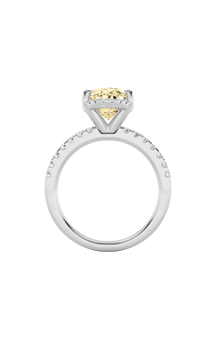 2Cttw Oval Shaped Lab Grown Diamond (F/VS) Halo Accented Engagement Ring in 14K Gold