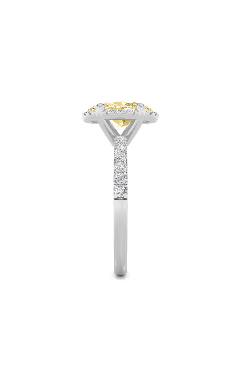 2Cttw Oval Shaped Lab Grown Diamond (F/VS) Halo Accented Engagement Ring in 14K Gold