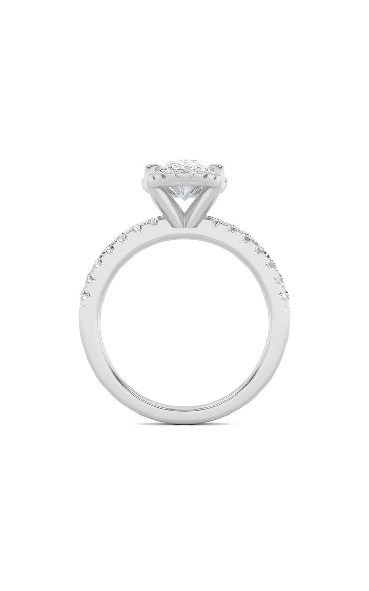 2Cttw Oval Shaped Lab Grown Diamond (F/VS) Halo Accented Engagement Ring in 14K Gold