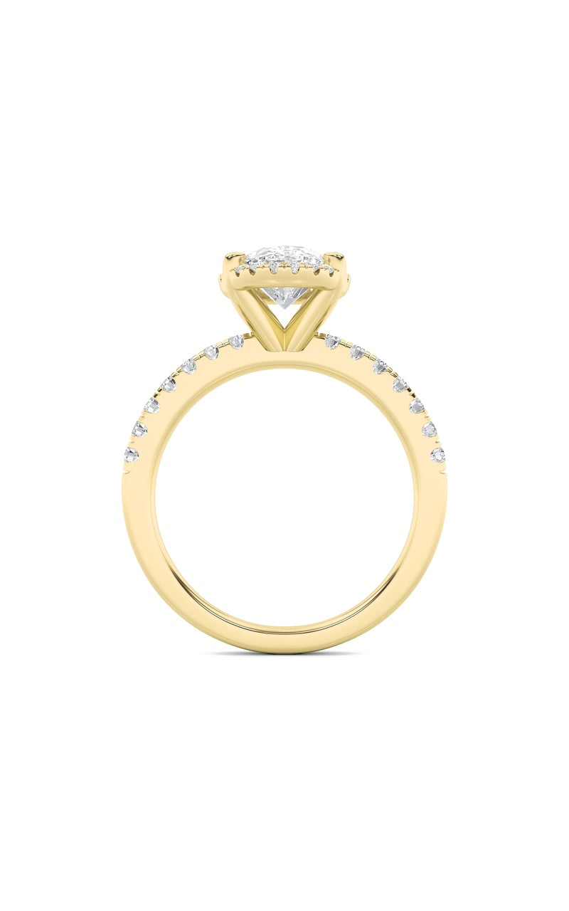 2Cttw Oval Shaped Lab Grown Diamond (F/VS) Halo Accented Engagement Ring in 14K Gold