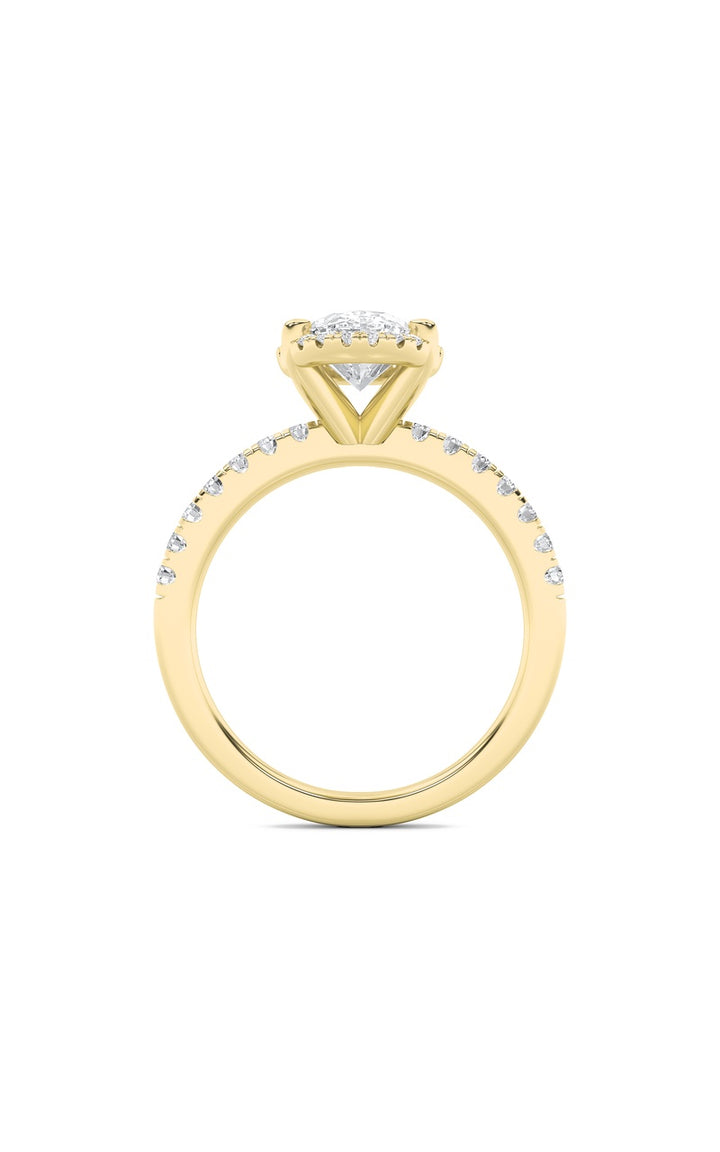 2Cttw Oval Shaped Lab Grown Diamond (F/VS) Halo Accented Engagement Ring in 14K Gold
