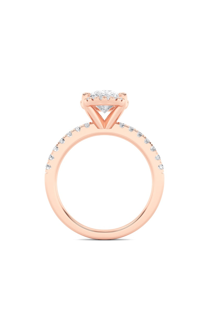 2Cttw Oval Shaped Lab Grown Diamond (F/VS) Halo Accented Engagement Ring in 14K Gold