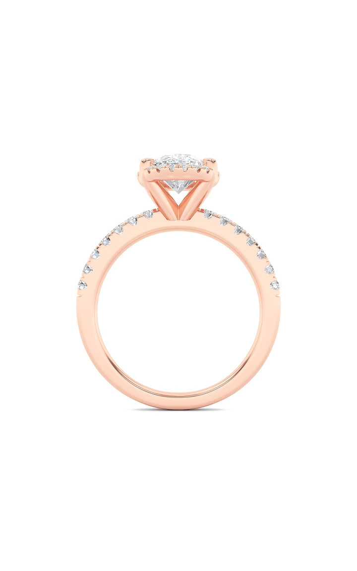 2Cttw Oval Shaped Lab Grown Diamond (F/VS) Halo Accented Engagement Ring in 14K Gold