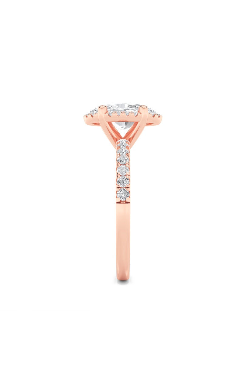 2Cttw Oval Shaped Lab Grown Diamond (F/VS) Halo Accented Engagement Ring in 14K Gold