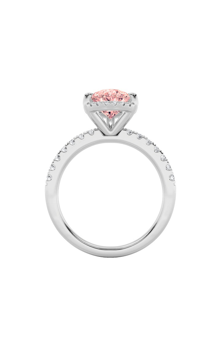 2Cttw Pear Shaped Lab Grown Diamond (F/VS) Halo Accented Engagement Ring in 14K Gold