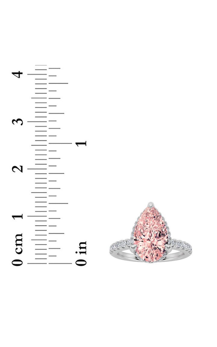2CTW Pear Shaped Lab Grown Diamond (F/VS) Halo Accented Engagement Ring in 14K Gold
