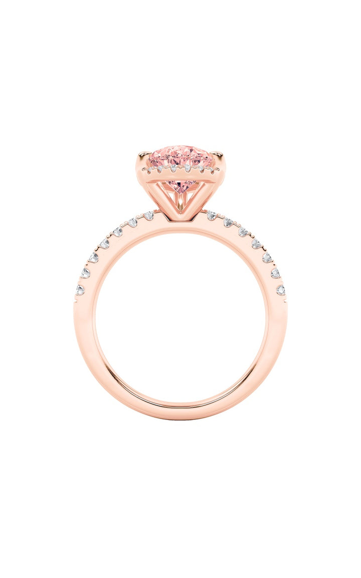2Cttw Pear Shaped Lab Grown Diamond (F/VS) Halo Accented Engagement Ring in 14K Gold