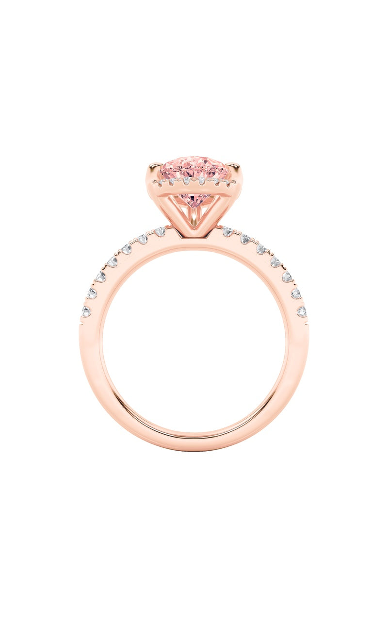 2Cttw Pear Shaped Lab Grown Diamond (F/VS) Halo Accented Engagement Ring in 14K Gold