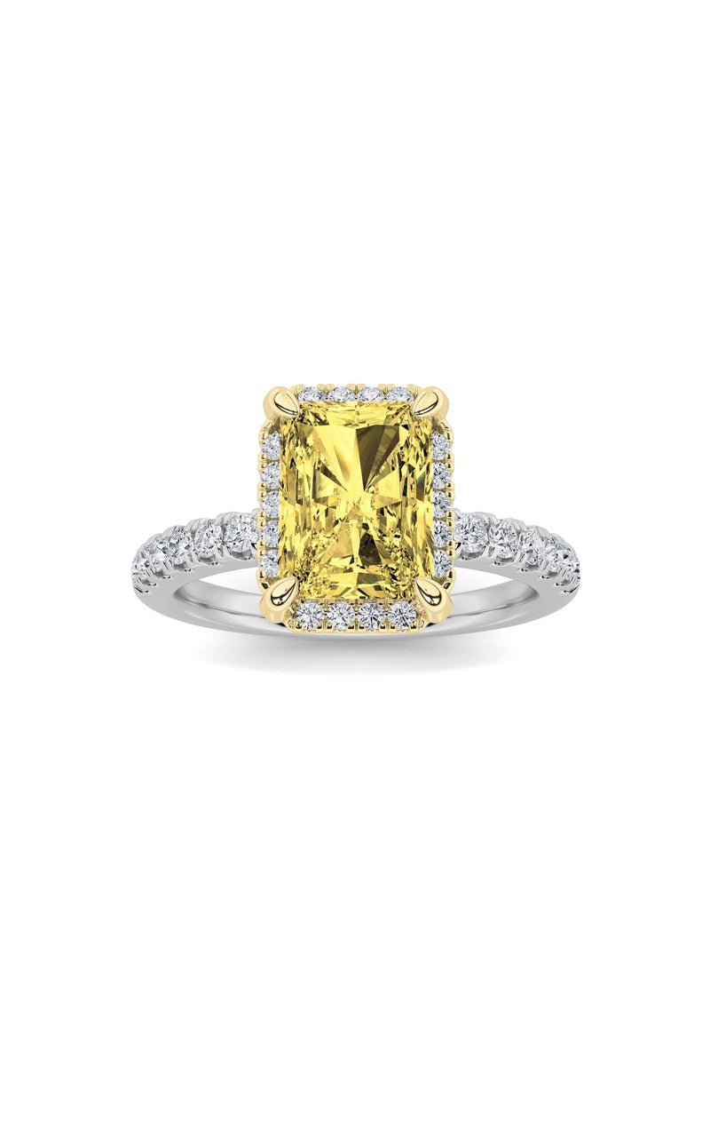 2Cttw Radiant Shaped Lab Grown Diamond (F/VS) Halo Accented Engagement Ring in 14K Gold