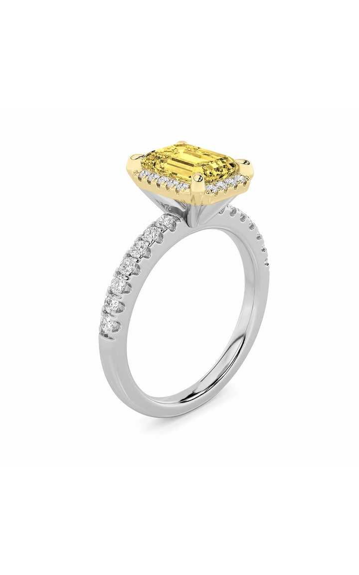 2Cttw Radiant Shaped Lab Grown Diamond (F/VS) Halo Accented Engagement Ring in 14K Gold