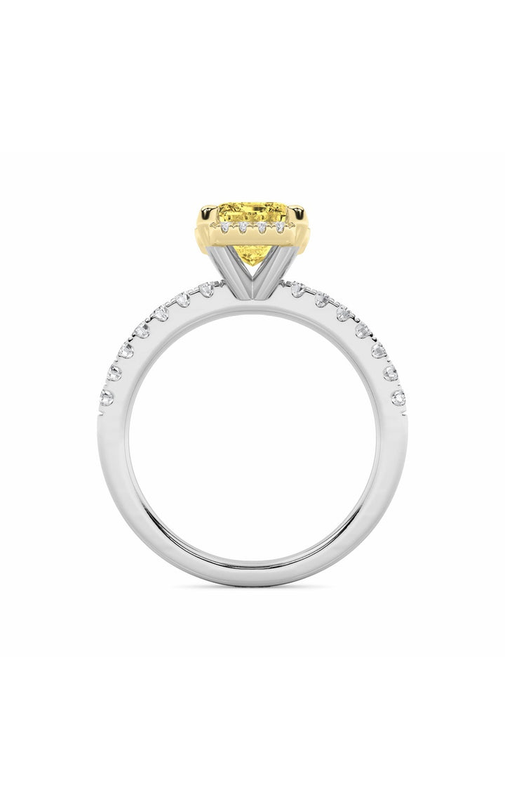 2Cttw Radiant Shaped Lab Grown Diamond (F/VS) Halo Accented Engagement Ring in 14K Gold